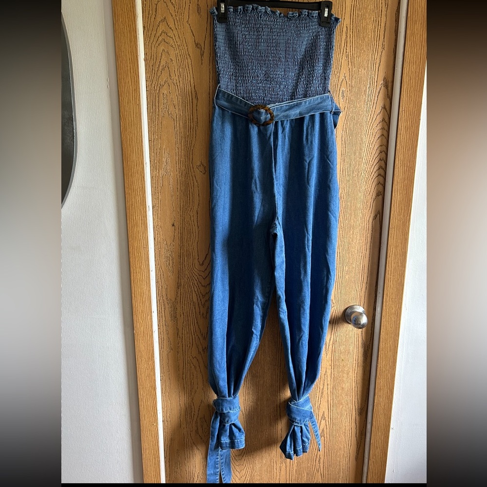 Nwt Fashion nova About to Glow denim jumpsuit size xl